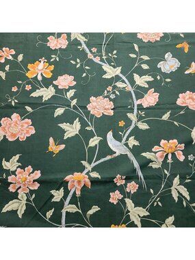 Vintage Fieldcrest Empress Garden Geen Bird Floral Flat Twin Sheet
